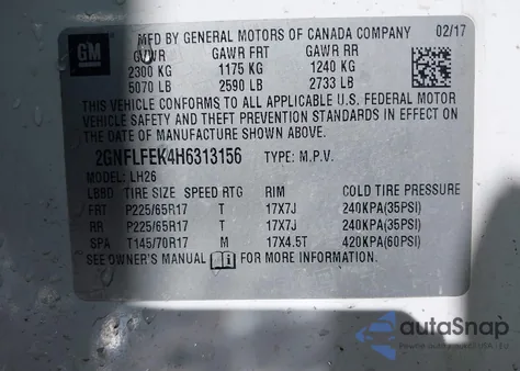 2017 Chevrolet Equinox Lt z USA, uszkodzony, nr VIN 2GNFLFEK4H6313156